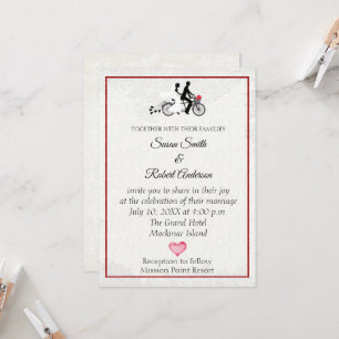 Bride and Groom on Tandem Bicycle Wedding Invitati Invitation