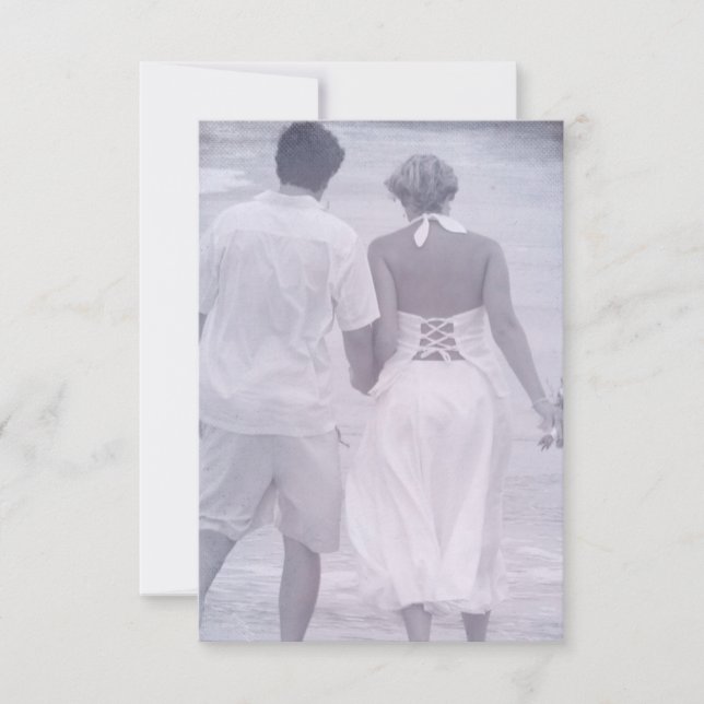 Bride and Groom on the Beach Save The Date (Front)