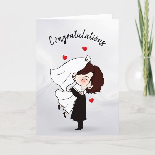 Bride and Groom On White Abstract Card