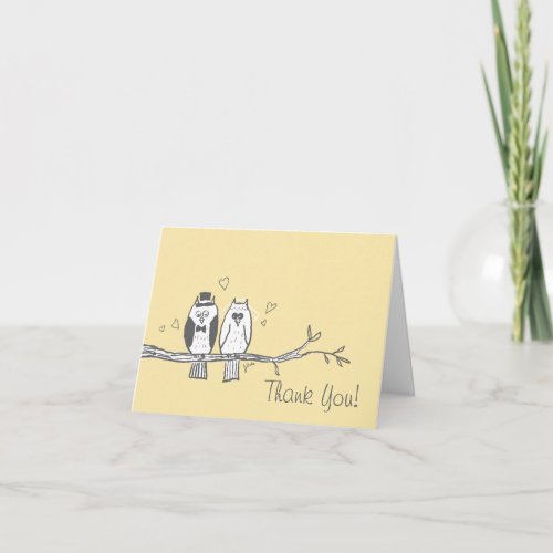 Bride and Groom Owls Thank You Note