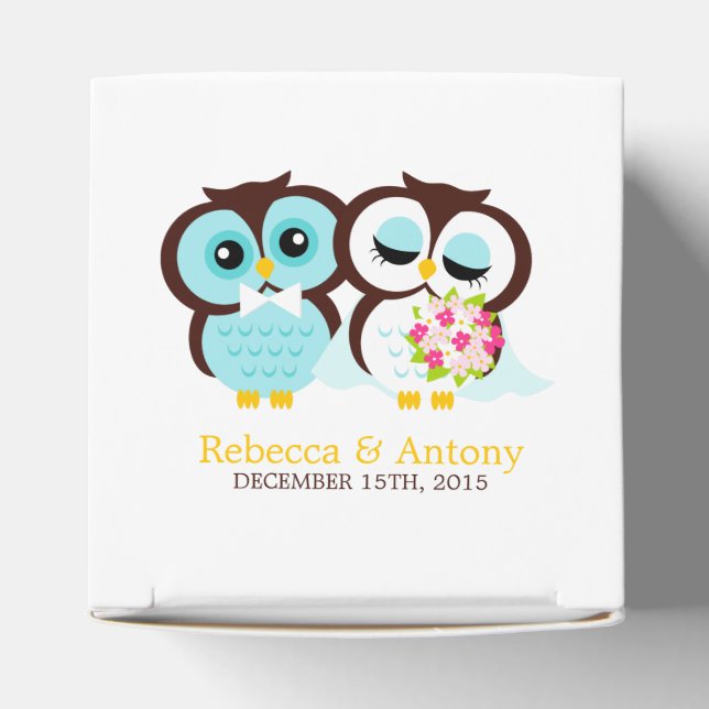 Bride and Groom Owls Wedding Favor Boxes (Top)