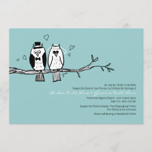 Bride and Groom Owls Wedding Invitation