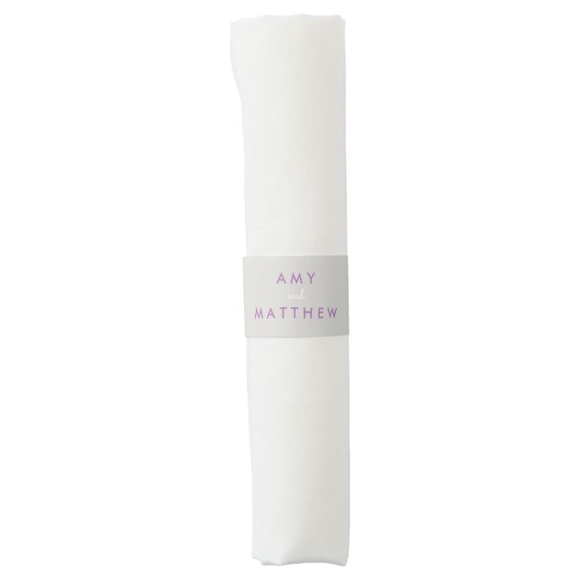 Bride and Groom Paper Napkin Band - Purple Gray (Front)