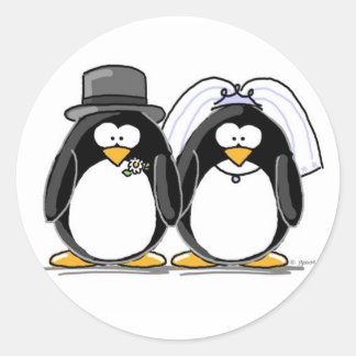 Bride and Groom Penguin Stickers