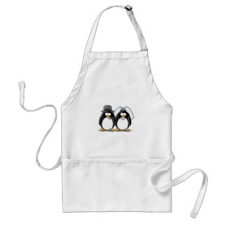 Bride and Groom Penguins Adult Apron