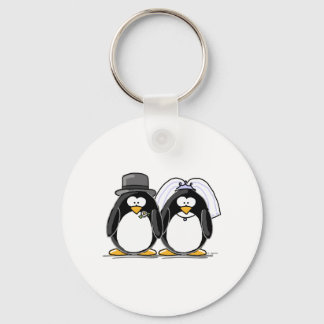 Bride and Groom Penguins Keychain