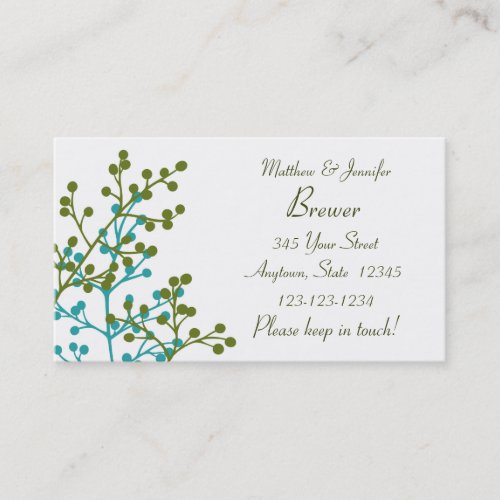 Bride and Groom Personal Contact Information Card