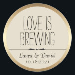 Bride and Groom Personalized Coffee Label<br><div class="desc">A custom coffee label for the bride and groom, personalize this sticker with your names and wedding date in place of the sample text shown. Makes a cute idea for a bridal shower brunch by placing these stickers on disposable coffee cups. Great for engagement parties, bridal showers, brunches, wedding favors...</div>