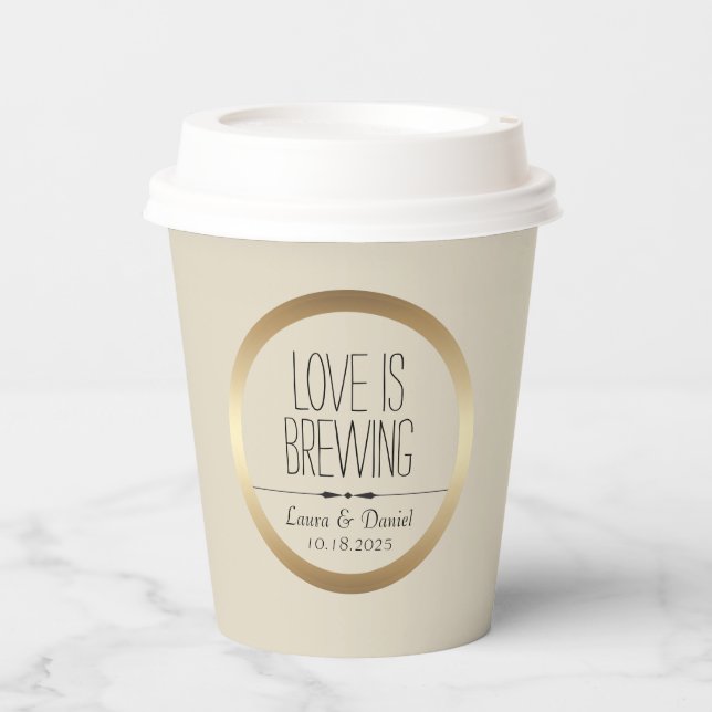 Bride and Groom Personalized Coffee Paper Cups (Front)