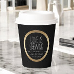 Bride and Groom Personalized Coffee Paper Cups<br><div class="desc">A custom coffee paper cup for the bride and groom, personalize this design with your names and wedding date in place of the sample text shown. Makes a thoughtful idea for a bridal shower, bridal brunch, or engagement party. These cups hold hot or cold beverages and may be ordered with...</div>