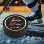 Bride and Groom Personalized Keepsake Hockey Puck<br><div class="desc">A personalized hockey puck for the bride and groom,  edit the sample names with the bride and groom's name and wedding date.</div>