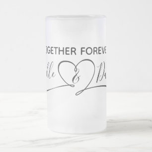 Bride and Groom Personalized Together Forever Frosted Glass Beer Mug