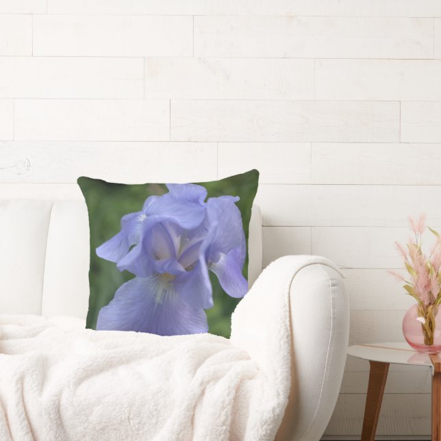 Bride and Groom Perwinkle Iris Floral Personalize Throw Pillow (Couch)