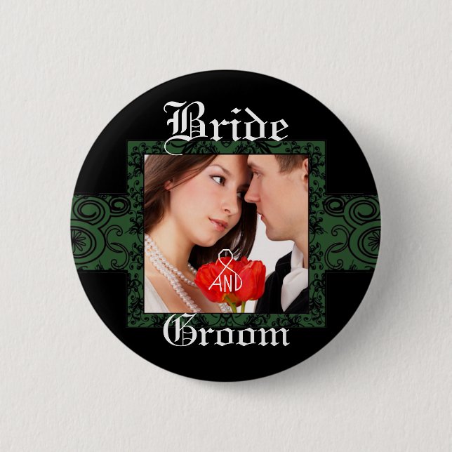Bride and Groom Photo Button (Front)