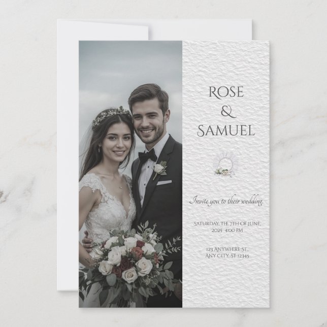Bride and Groom Photo Elegant Wedding Invitation (Front)