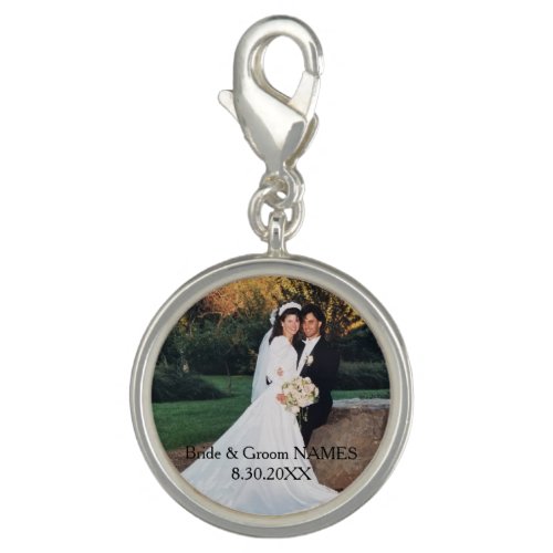 Bride and Groom Photo Personalized Name Charm