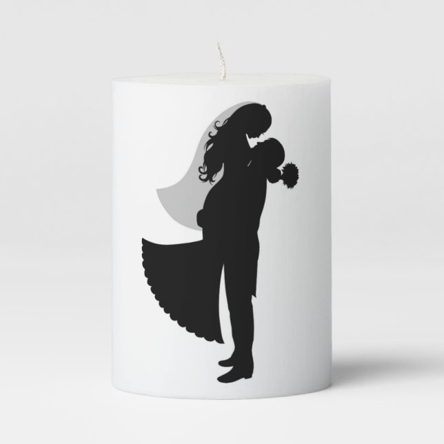 BRIDE AND GROOM PILLAR CANDLE (Front)