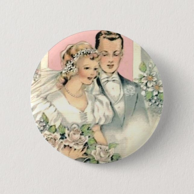 Bride and Groom Pinback Button (Front)