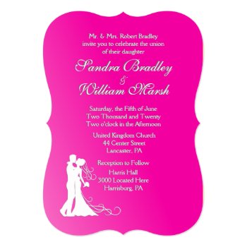 Bride and Groom Pink Wedding Card