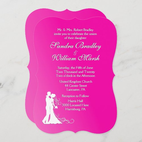Bride and Groom Pink Wedding Invitation