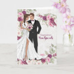 Bride and Groom Plum Wedding Congratulations Card