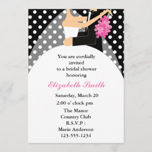 Bride and Groom Polka Dots Bridal Shower Invitation