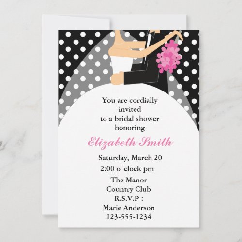 Bride and Groom Polka Dots Bridal Shower Invitation