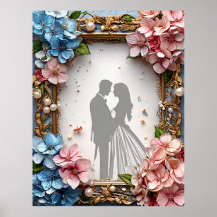 Bride and Groom Romantic Silhouette Love 💍🤍✨ Poster
