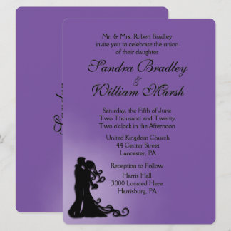 Bride and Groom Royal Purple Wedding Invitation