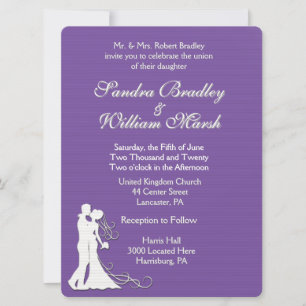 Bride and Groom Royal Purple Wedding Invitation