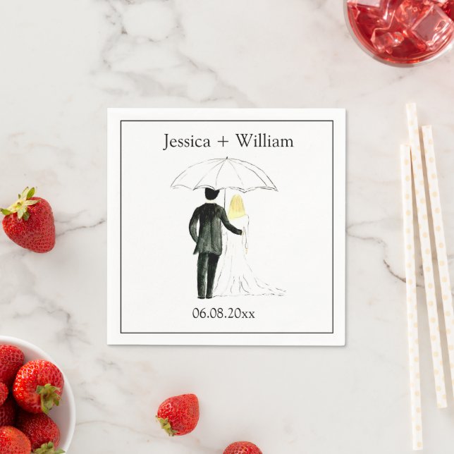 Bride and Groom Rustic Modern Elegant Wedding  Napkins (Insitu)