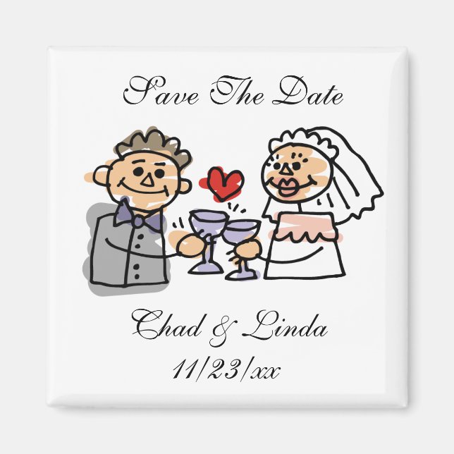 Bride And Groom Save The Date Personalized Magnet (Front)