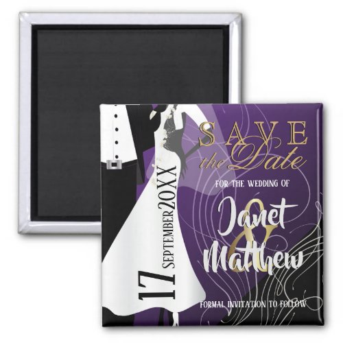 Bride and Groom _ Save the Date _ Purple Magnet