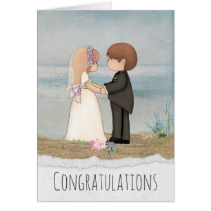 bride and groom sharing vows on beach cards