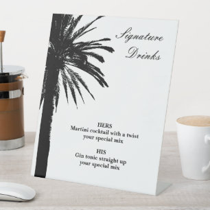 Bride and groom signature cocktail drinks wedding pedestal sign
