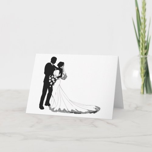 Bride and groom silhouette card