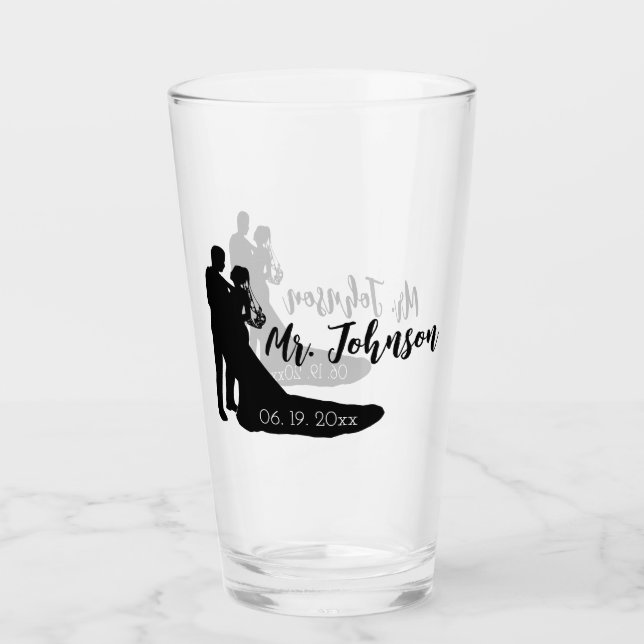 Bride and Groom Silhouette Glass (Front)