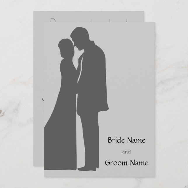 Bride and groom Silhouette Invitation (Front/Back)