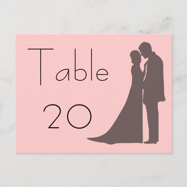 Bride and Groom silhouette Table Number Postcard (Front)