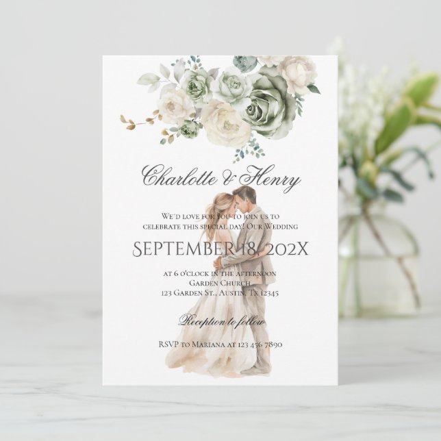 Bride and Groom Silhouette Wedding  Invitation (Standing Front)