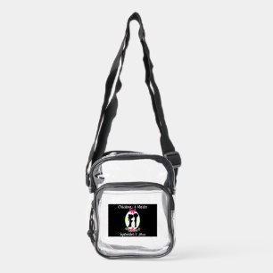 Bride and Groom Silhouettes Wedding Date Names  Clear Crossbody Bag