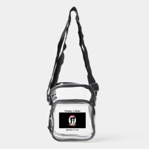 Bride and Groom Silhouettes with Names Clear Crossbody Bag