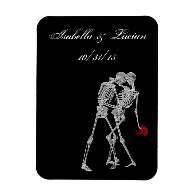 Bride and Groom Skeleton Gothic Vampire Wedding Magnet (Vertical)