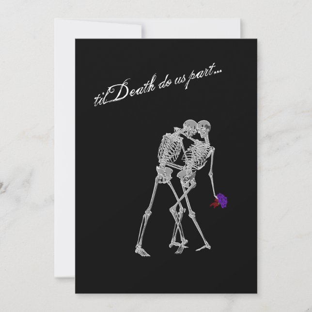 Bride and Groom Skeletons Goth Wedding Invitation (Front)