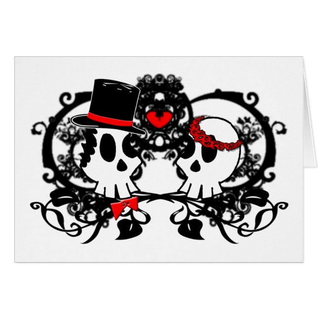 Bride and Groom Skulls Cards (Front Horizontal)