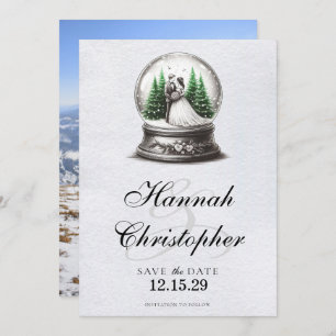 Bride and Groom Snow Globe Save The Date