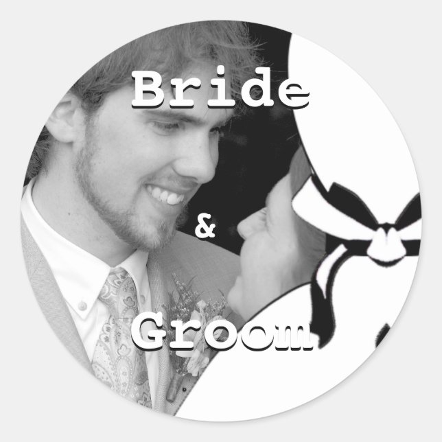 Bride and Groom Sticker With Your Photo (Front)