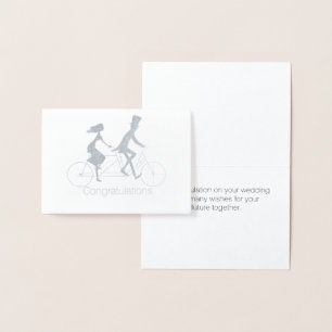 Bride and Groom Tandem Riding Bike Wedding Card