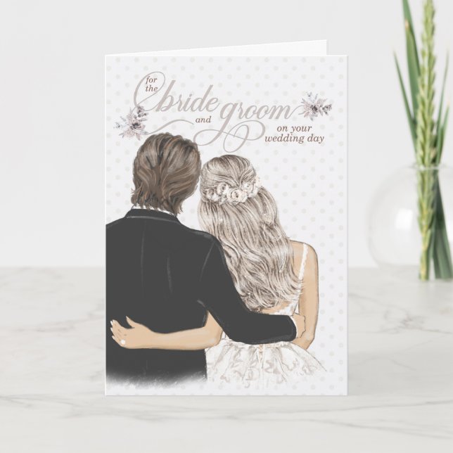 Bride and Groom Taupe Wedding Congratulations Card (Front)