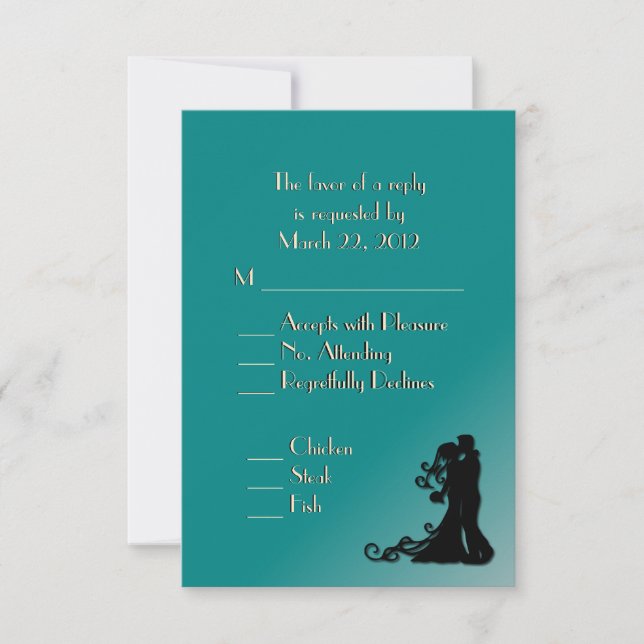 Bride and Groom Teal RSVP Card (Front)